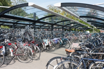 Bicycle shelter in a Dutch city